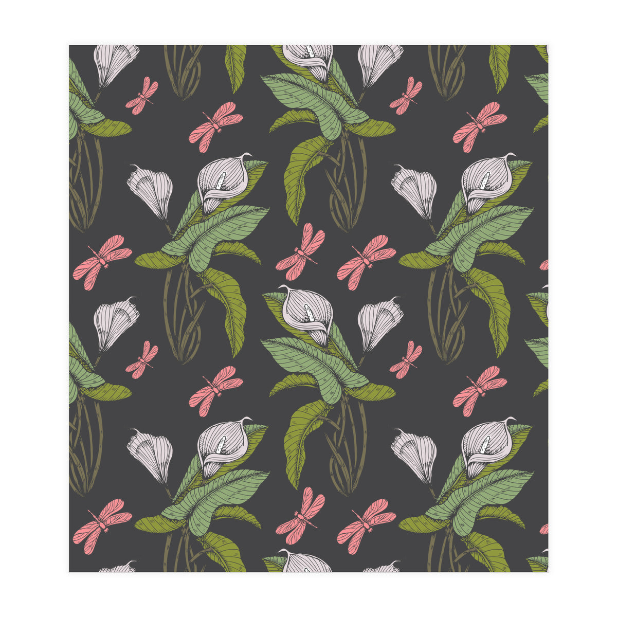 Hand drawn floral dark - 03 (Print Only)