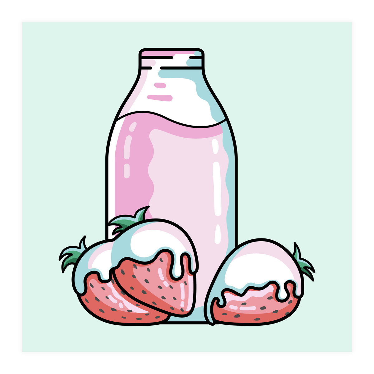 Cute Strawberry Milkshake (Print Only)