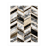 Abstract Chevron Pattern - Black and White Marble (Print Only) thumbnail