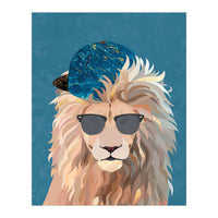 Skater Lion Portrait Blue (Print Only)