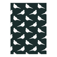 White Bird Pattern On Black (Print Only)