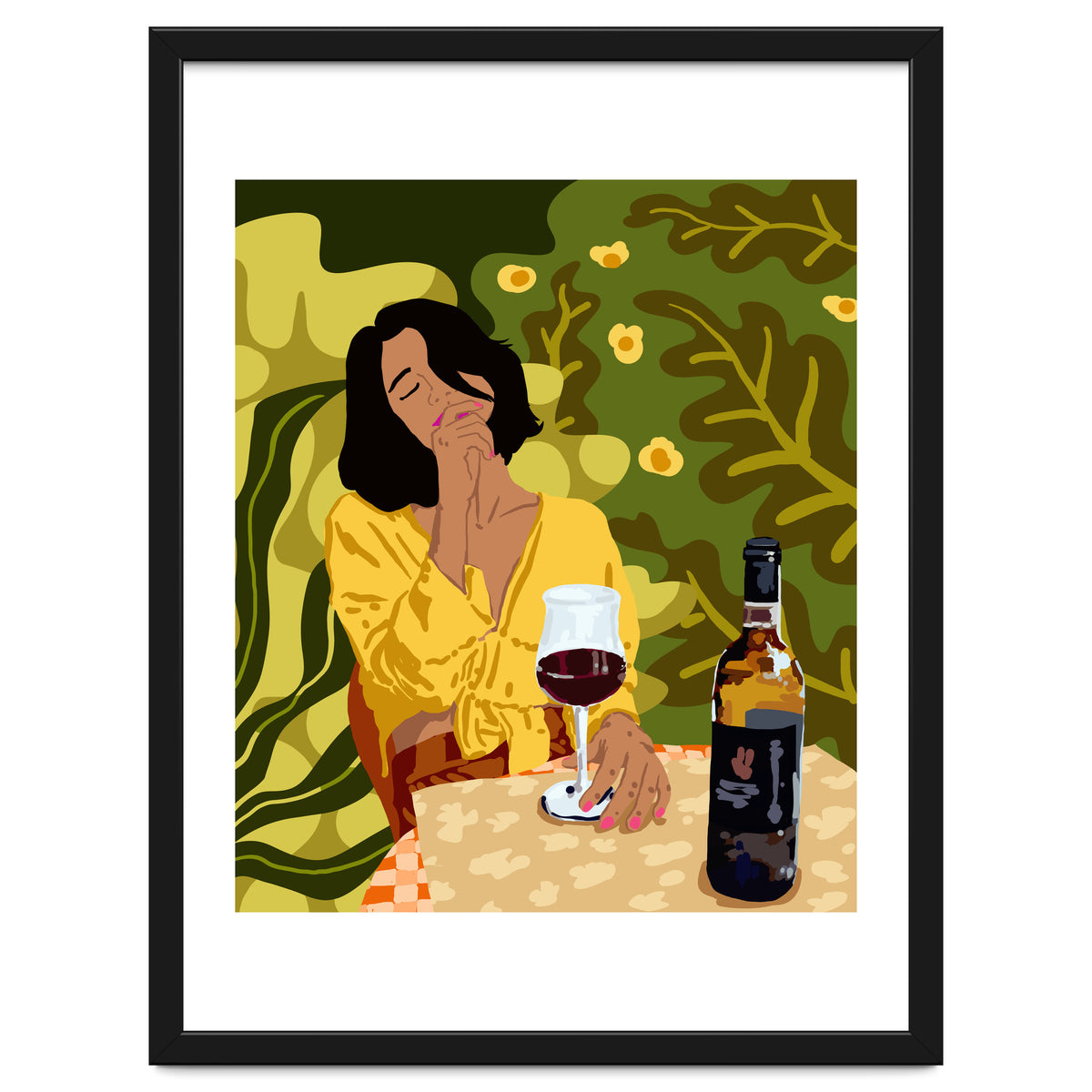 Wine is the answer.What was the question? Drinks Vacation Travel Modern Bohemian Black Woman Fashion