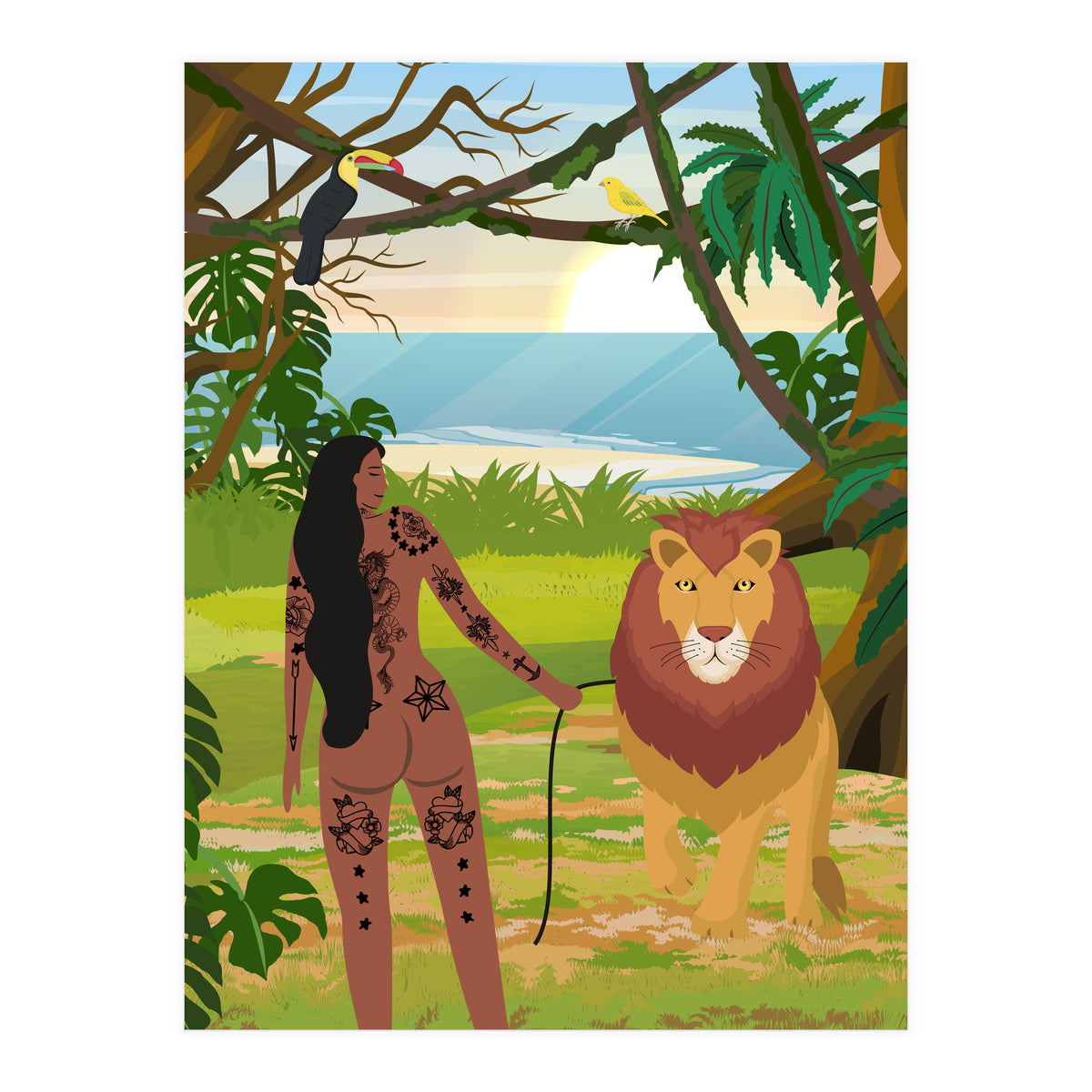 Boho Girl with Lion (Print Only)