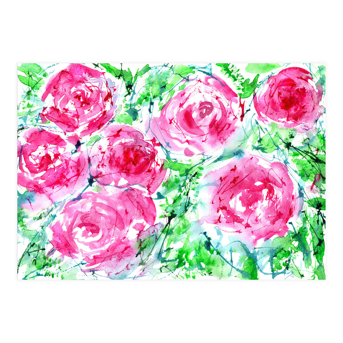Blooming bouquet || watercolor roses (Print Only)