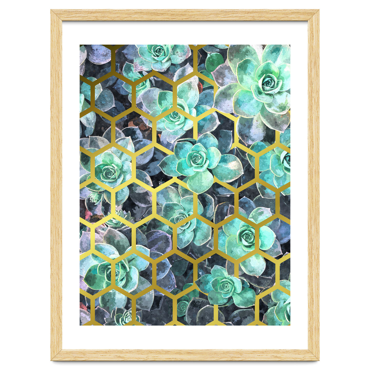 Succulents and Gold Geometric