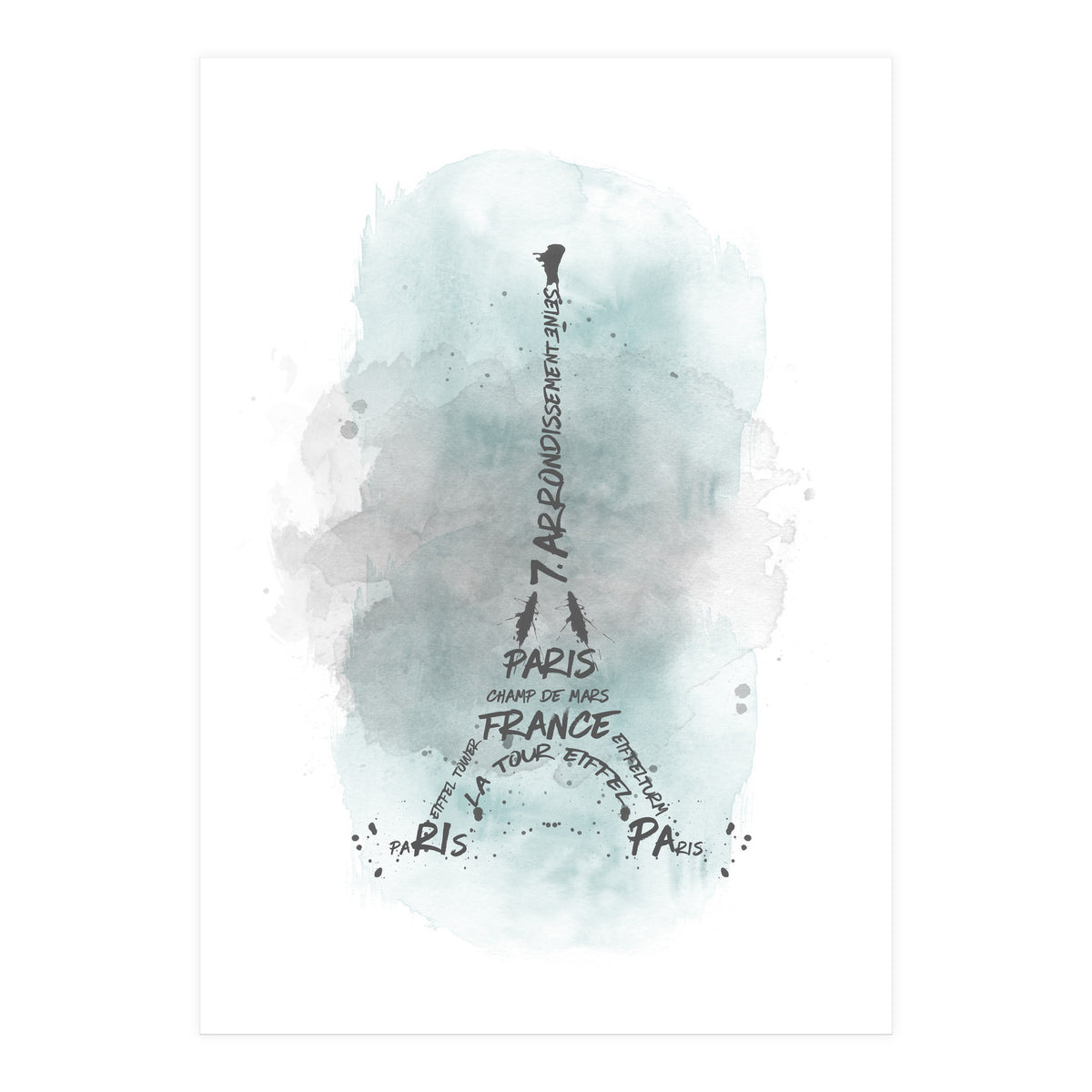 Watercolor Art Eiffel Tower | turquoise (Print Only)