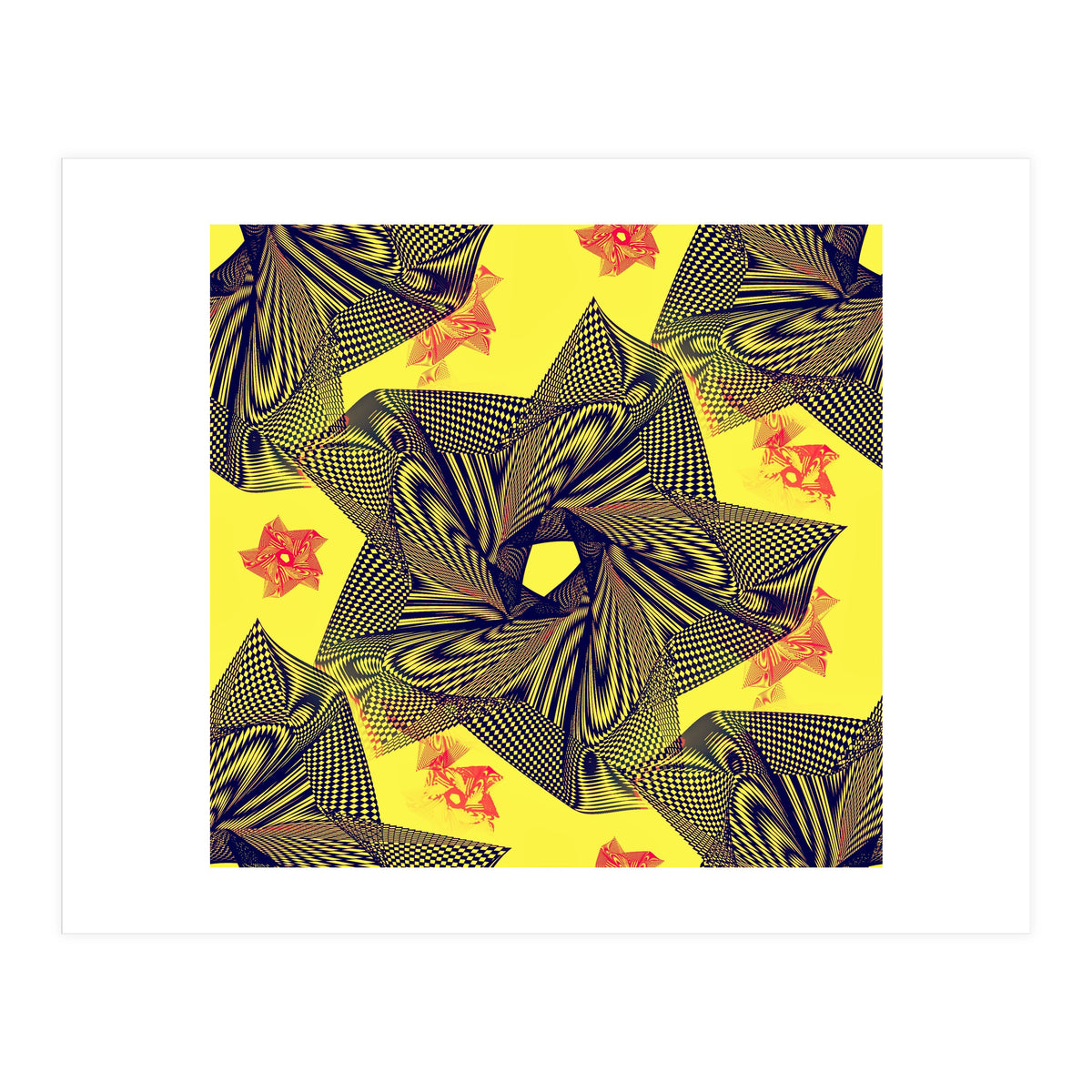Black flowers on yellow background. (Print Only)
