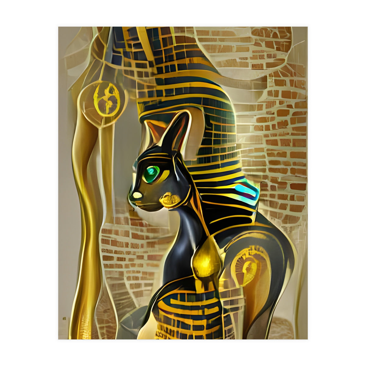 Ancient Egyptian Cat Goddess Bastet AI Art (Print Only)