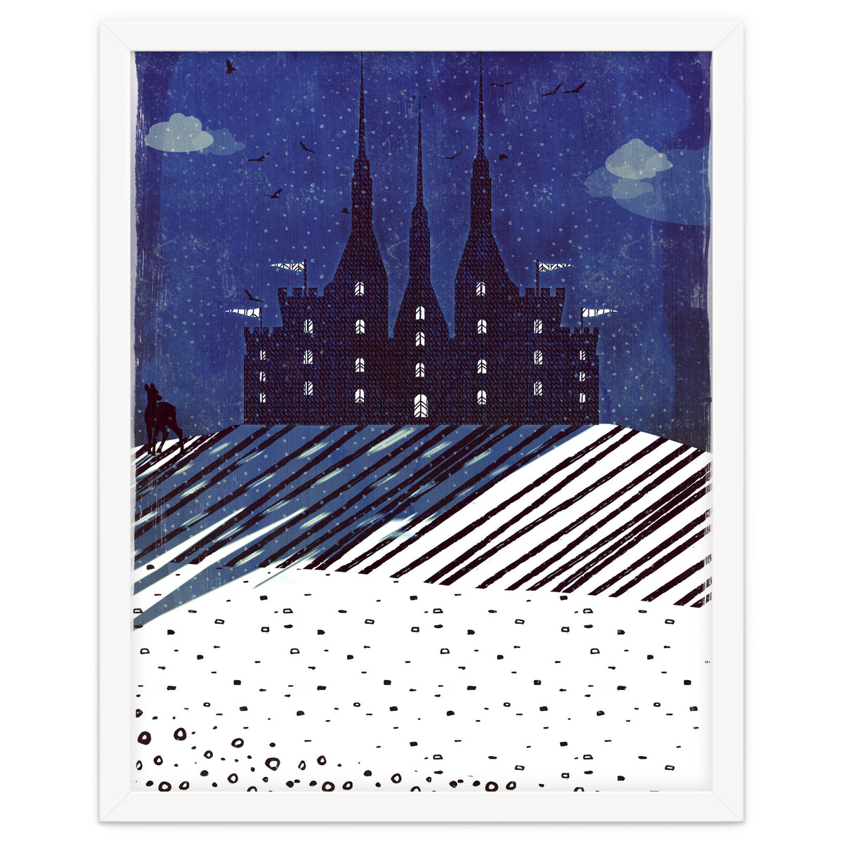 Castle on the hill at night