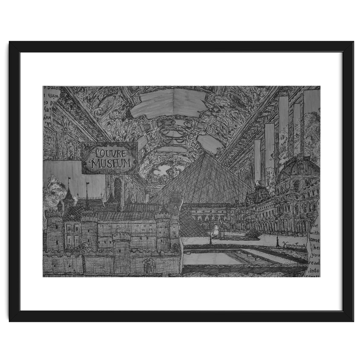 Louvre Museum B&W