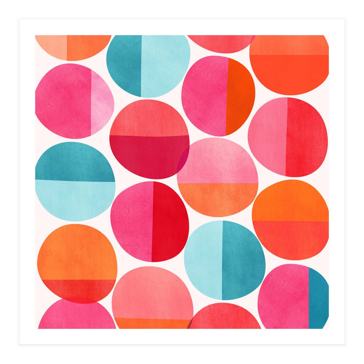 Mid Century Pink and Orange Dots (Print Only)