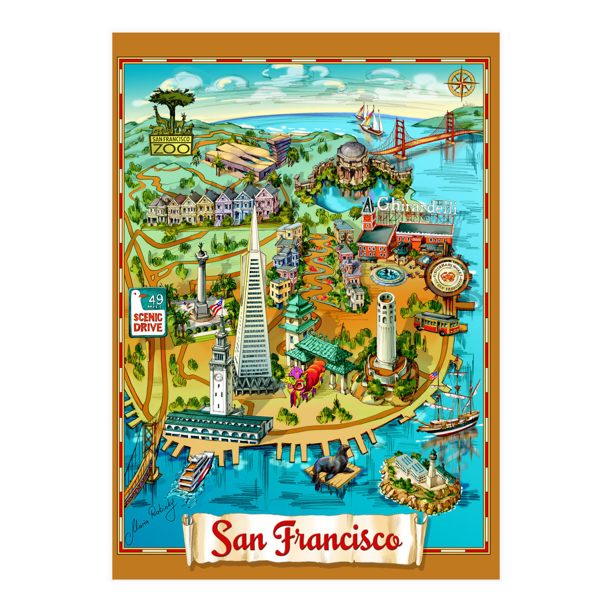San Francisco Map Illustration (Print Only)