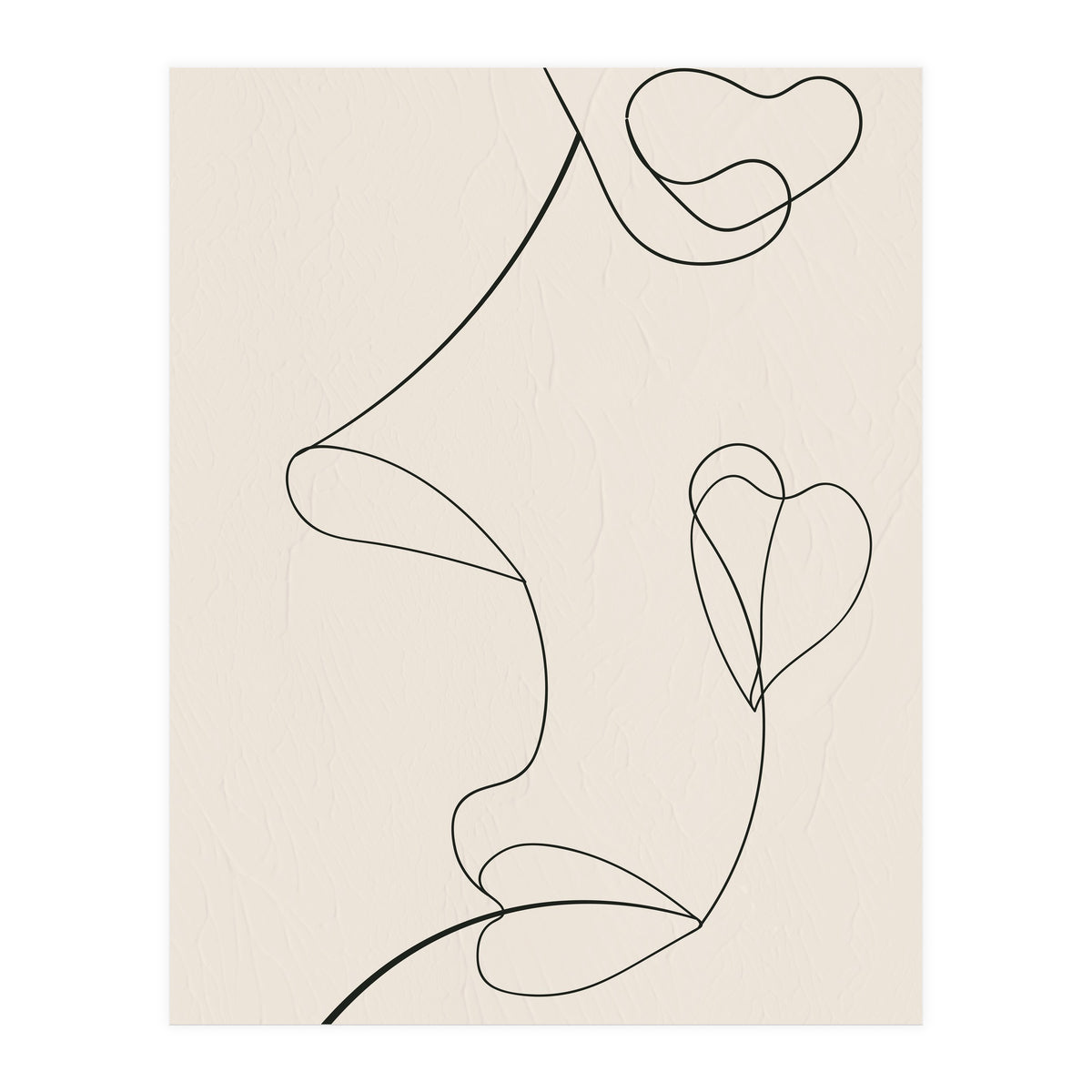 Continuous Line Art Face Drawing Floral Shapes (Print Only)
