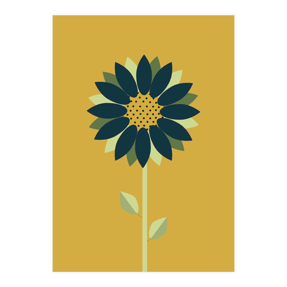 Scandinavian Folk Minimalist Flower Yellow Mustard (Print Only)