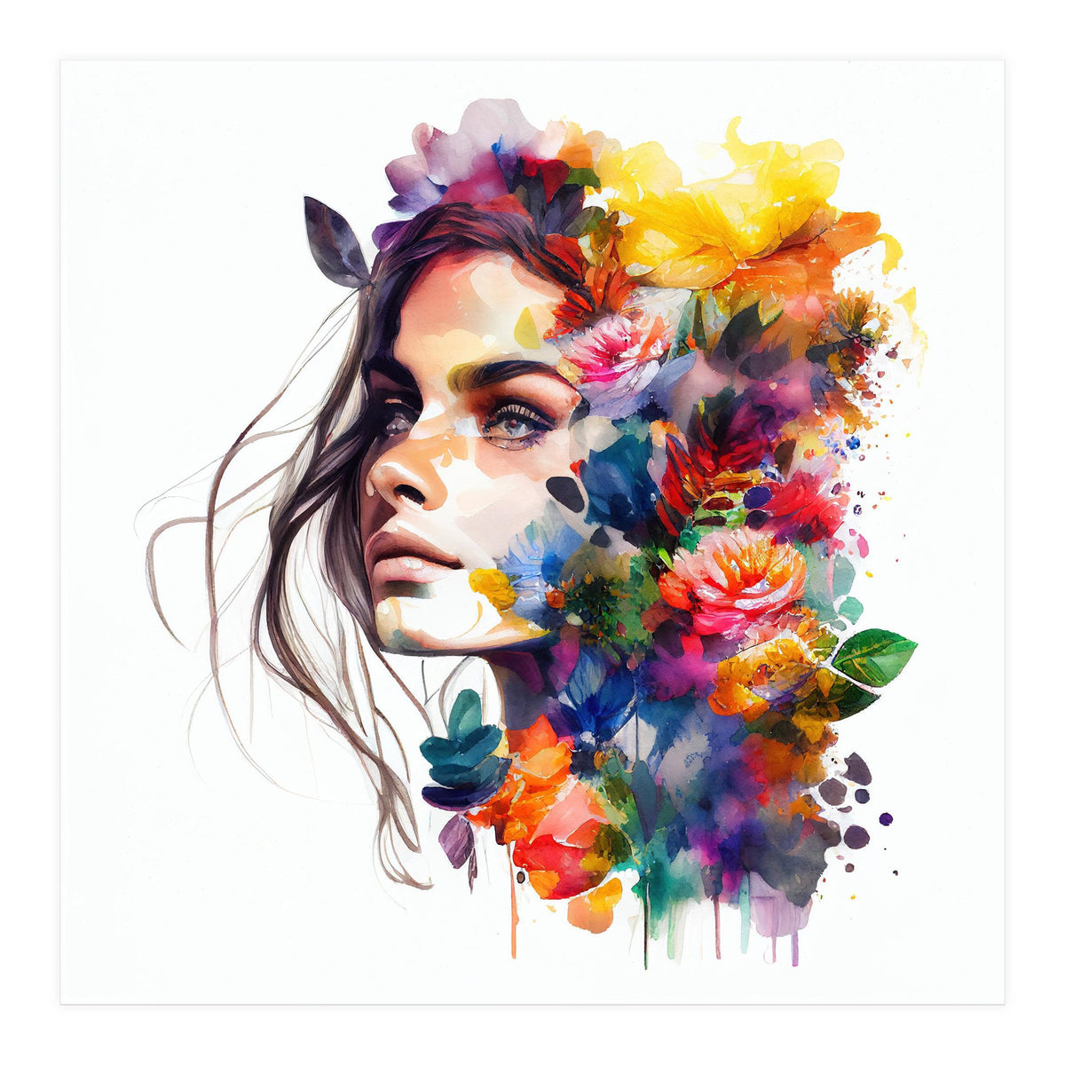 Watercolor Tropical Woman #18 (Print Only)