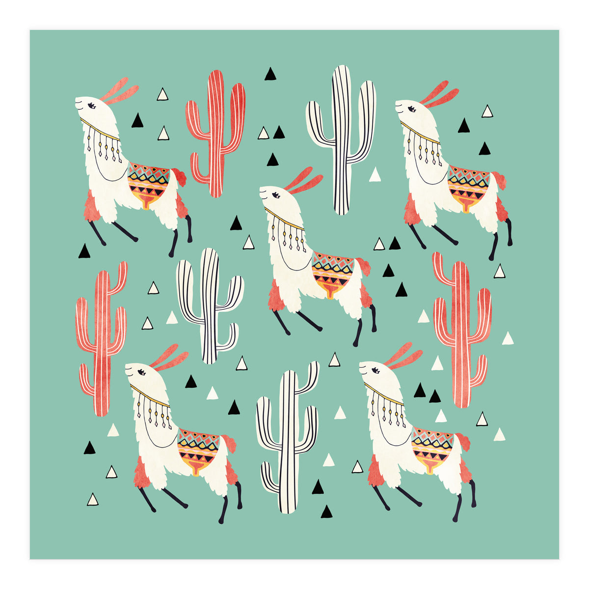 Llama In Green Desert (Print Only)