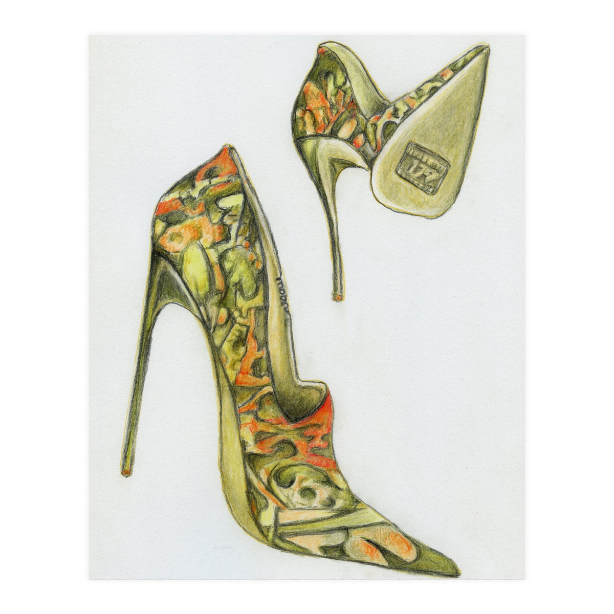 Green stiletto shoes (Print Only)