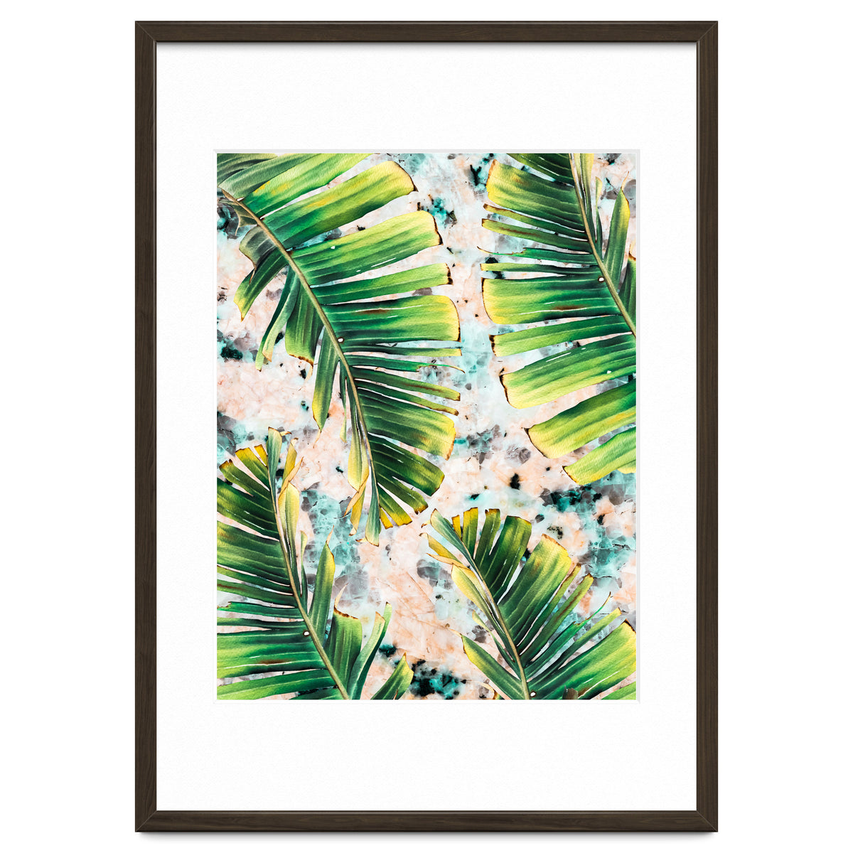 Palm leaf on marble 02