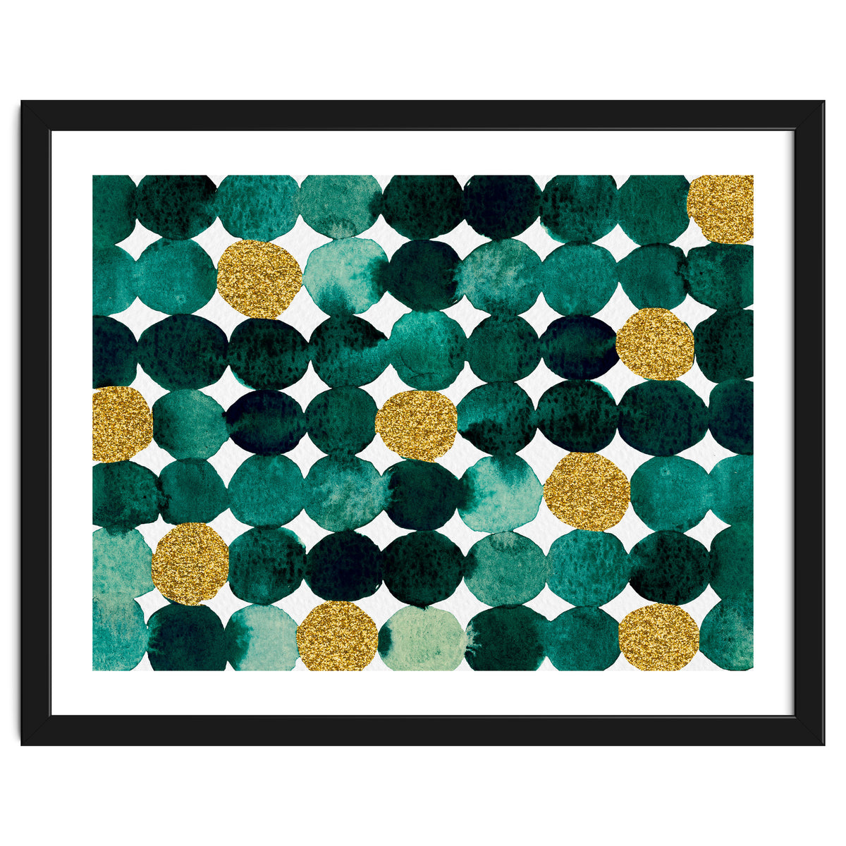 Dots pattern - emerald green and gold