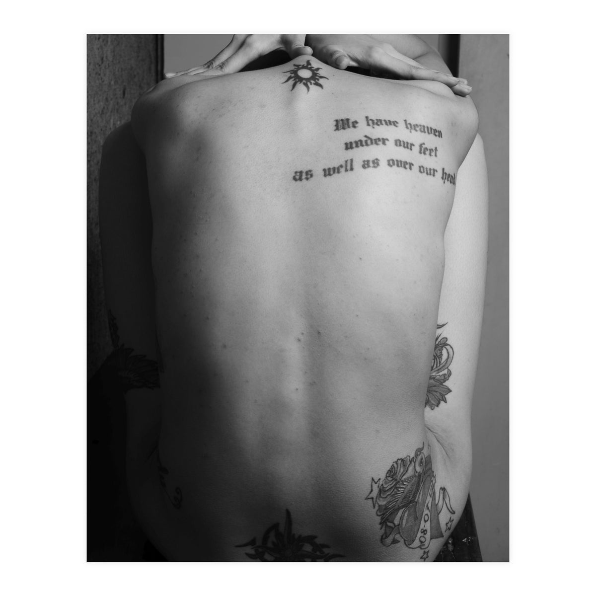Naked body with saying as tattoo (Print Only)