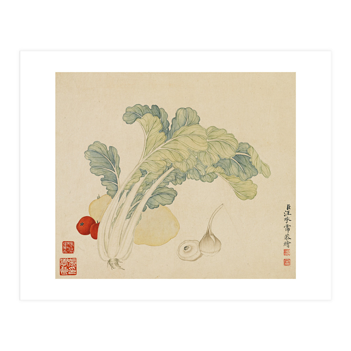 Wang Chengyu ~flowers, Vegetables, Chinese Cabbage, Potatoes, Garlic, Tomatoes, Vegetables (Print Only)