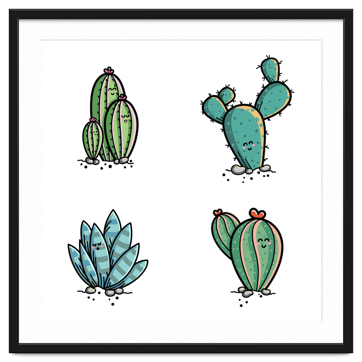 Kawaii Cute Cacti Desert Plants