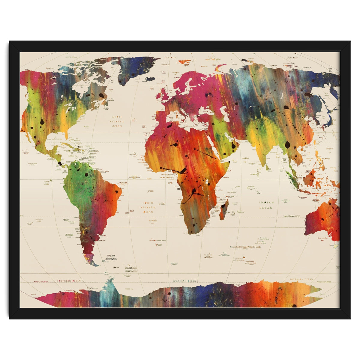 ALLOVER THE WORLD-Painted map