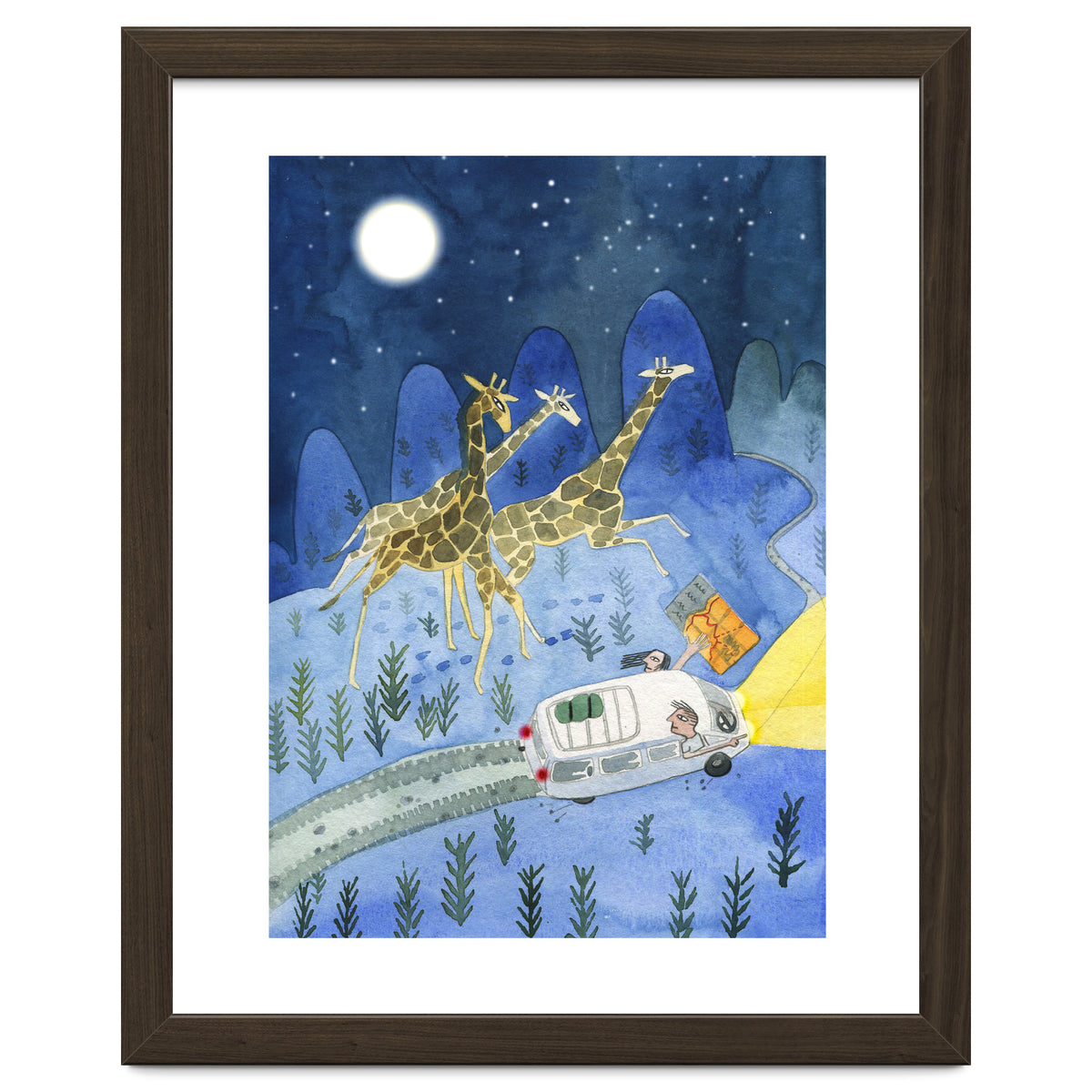 Giraffes In Moonlight