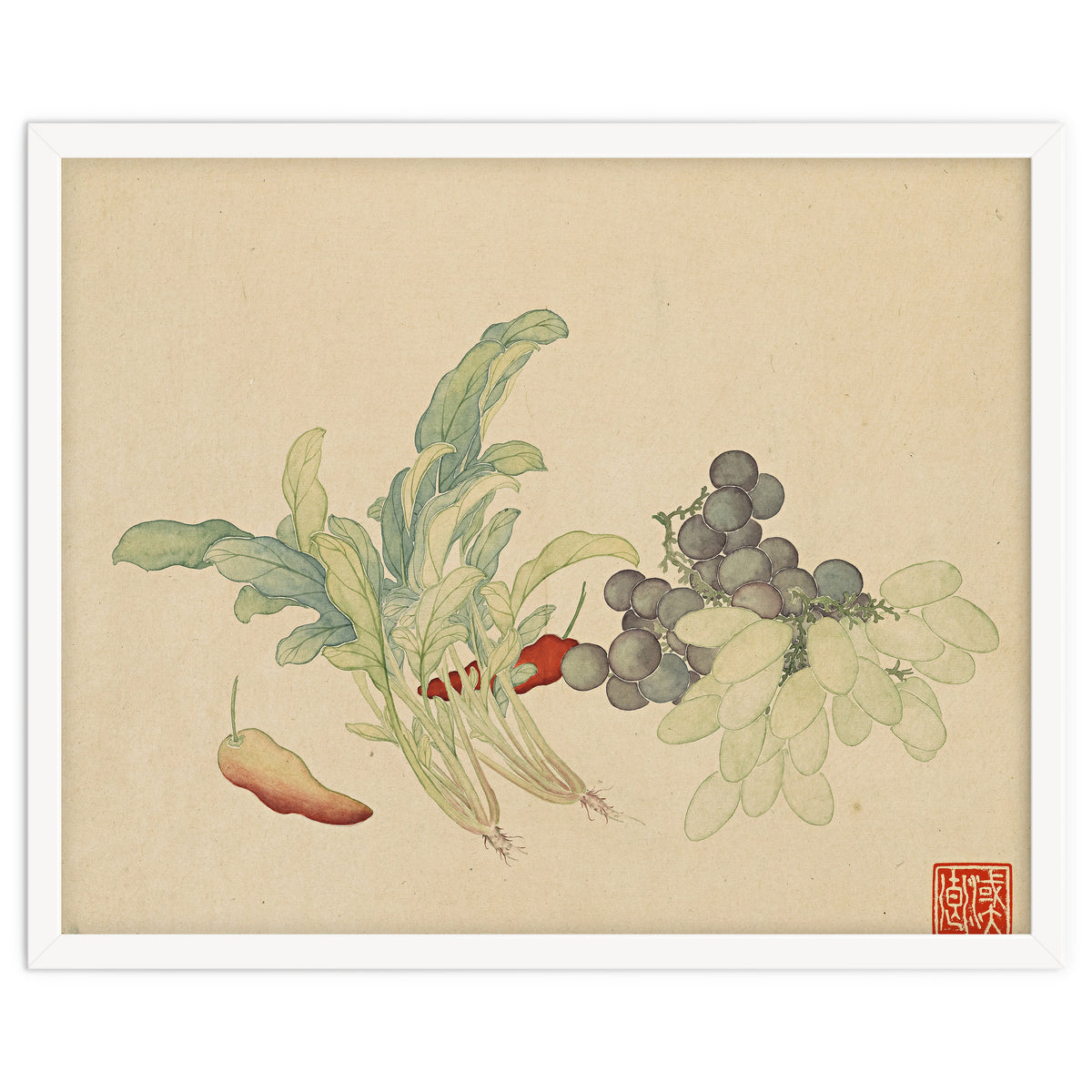 Wang Chengyu ~ Flowers And Vegetables, Vegetables, Fruits, Peppers, Millet Hot, Grapes, Spinach