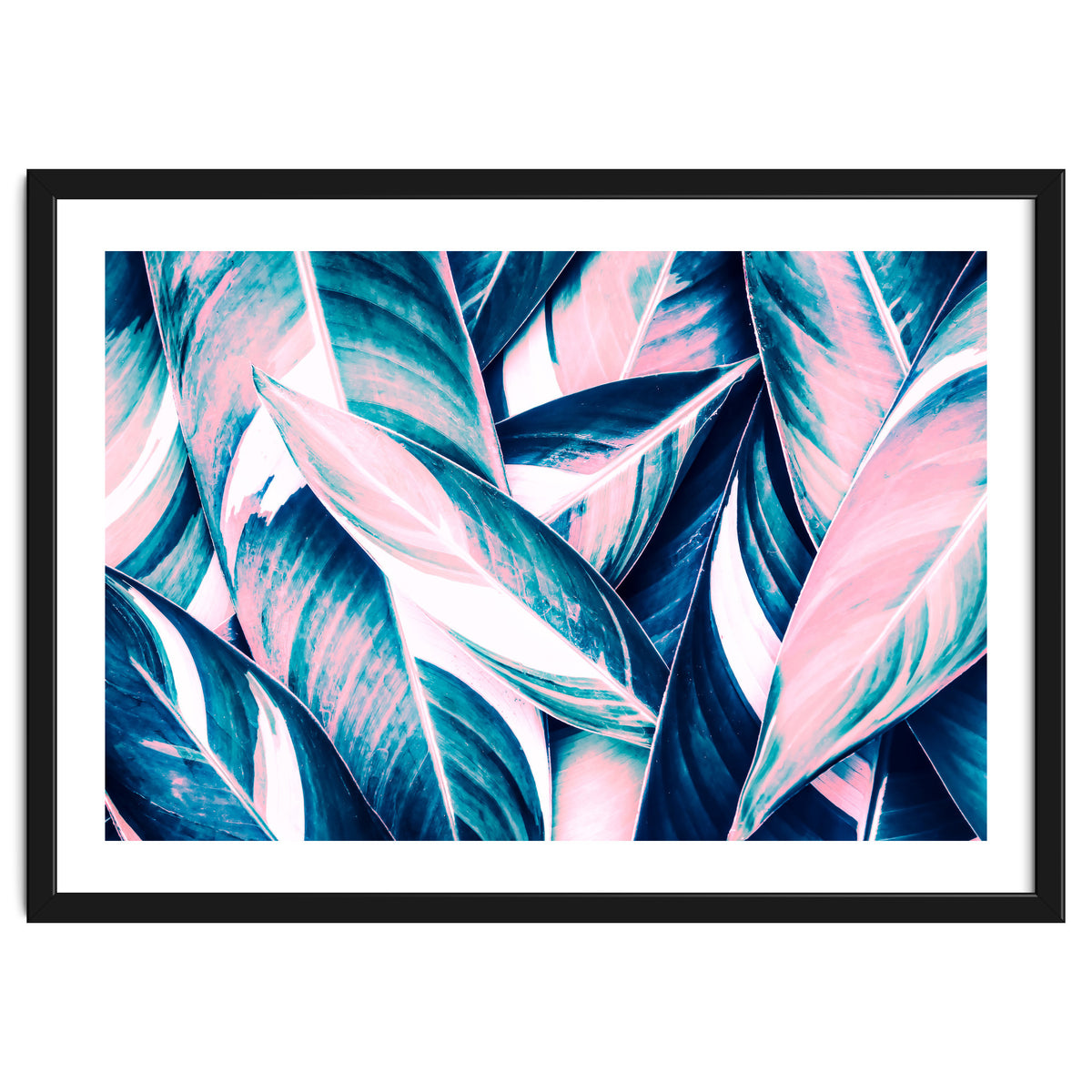 Botanical leaf pink and blue