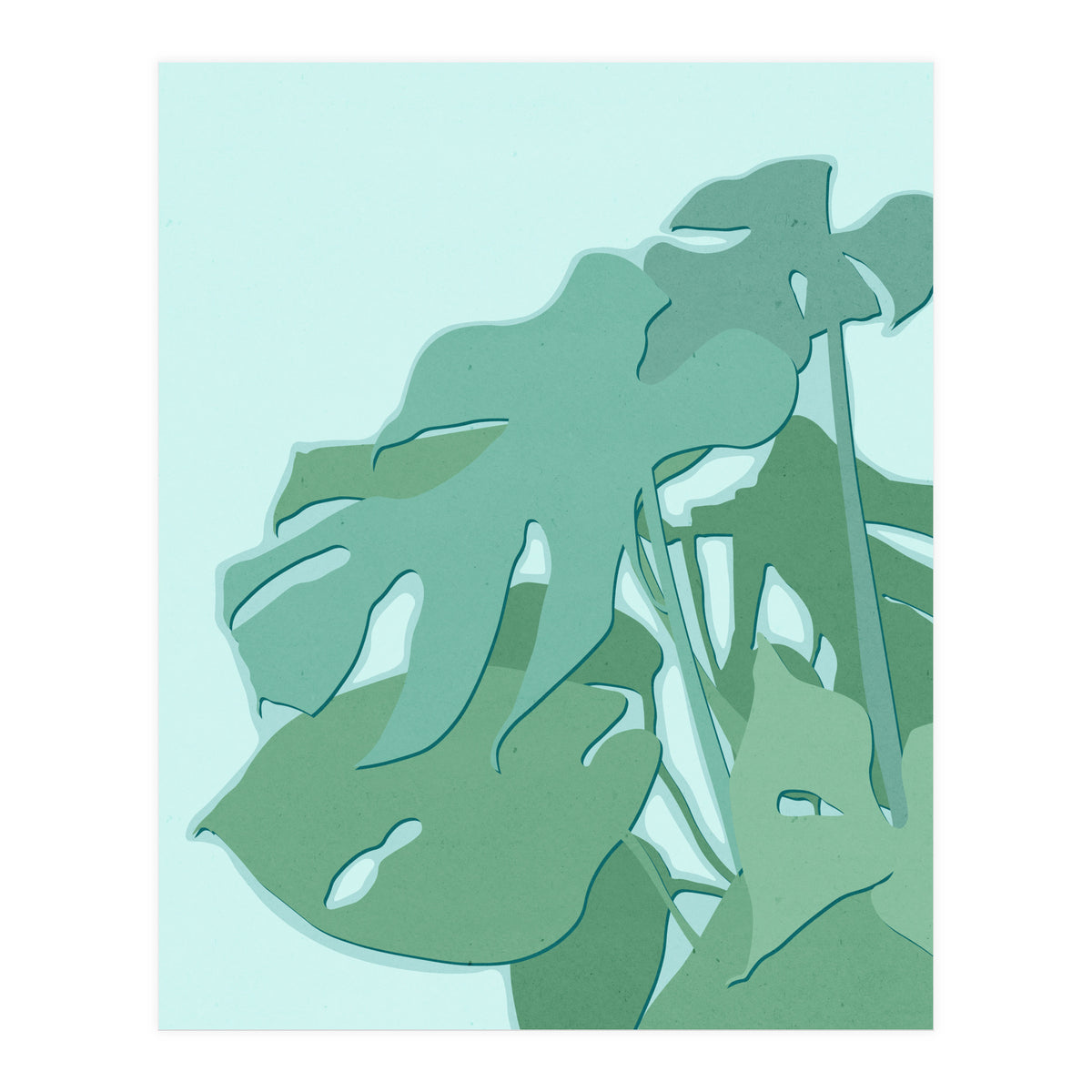Minimal Monstera Leaves - Greener Eden (Print Only)
