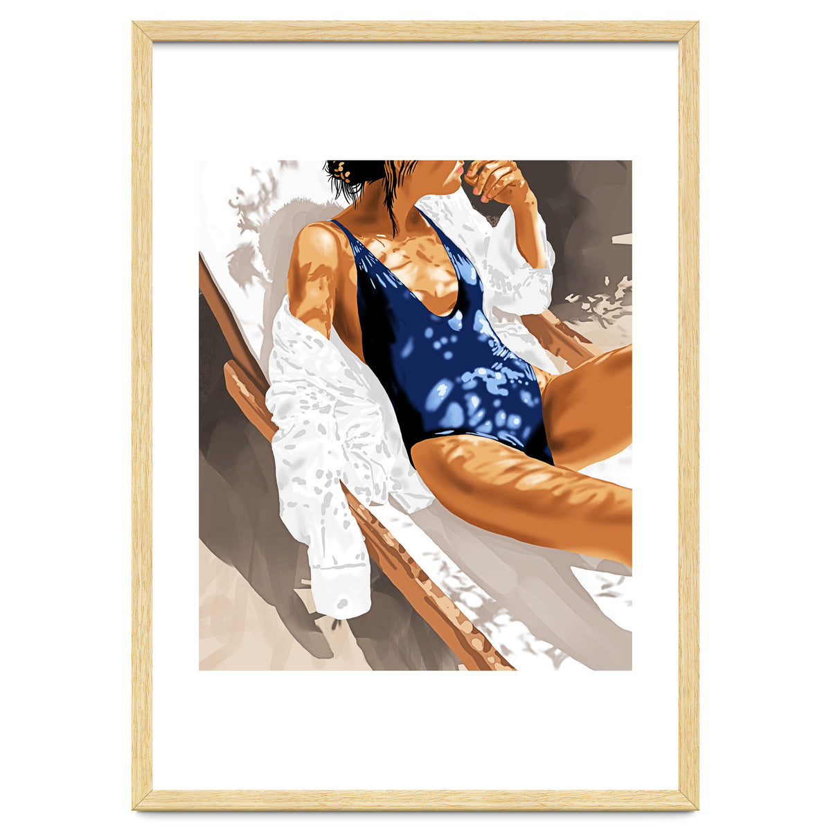 Girls Just Wanna Have Sun Painting, Woman Fashion Swim Beach Vacation Travel Summer Illustration