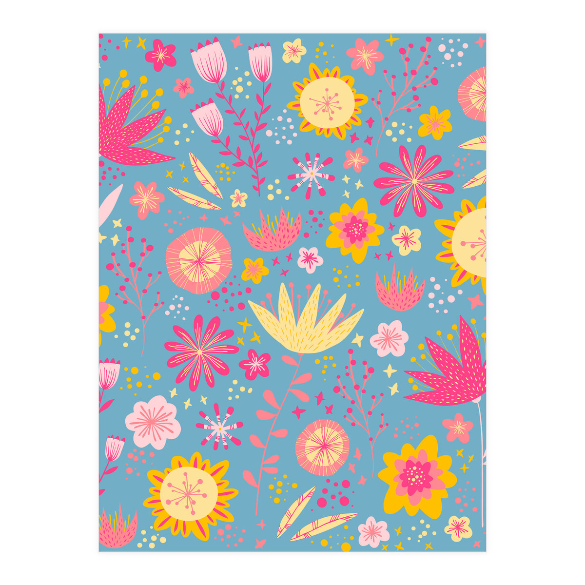 High Summer Flowers Teal (Print Only)