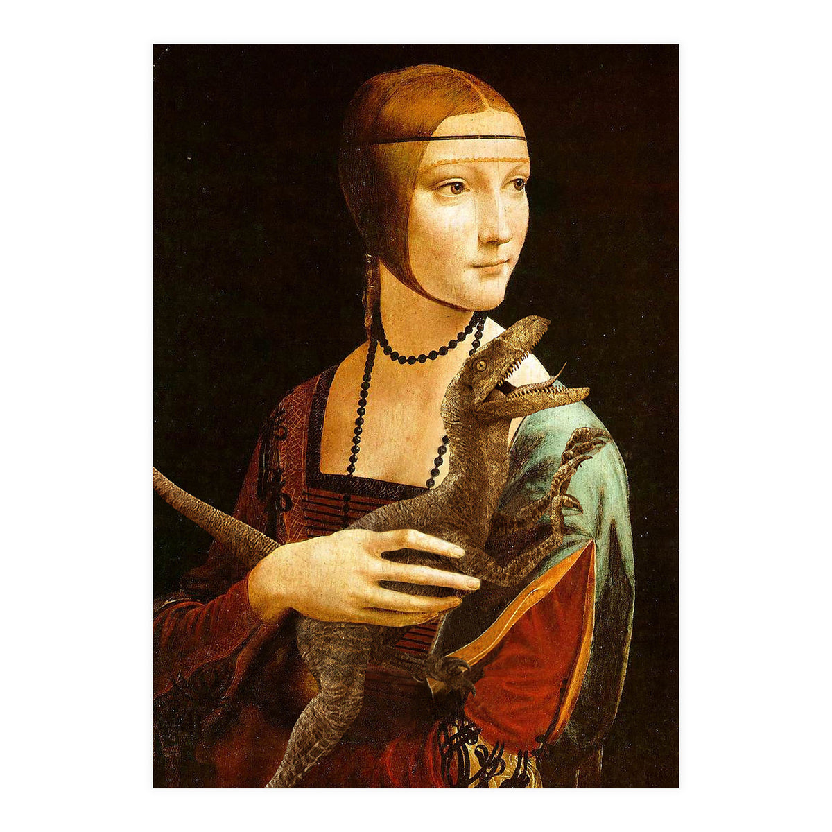 Lady With A Velociraptor (Print Only)