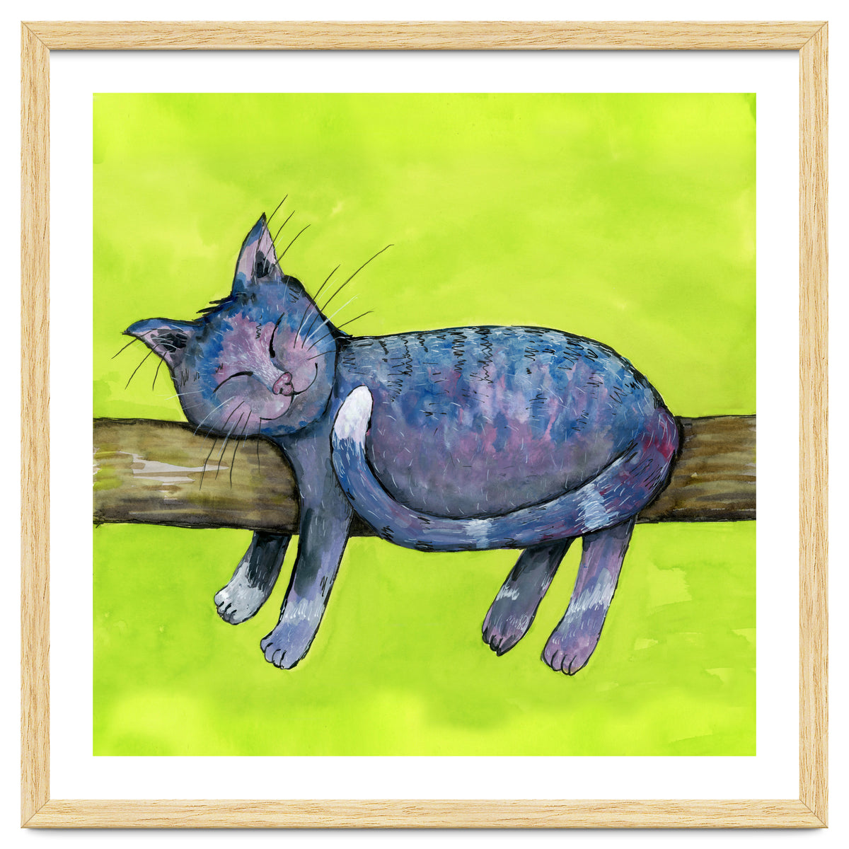 Sleeping cat in purpe