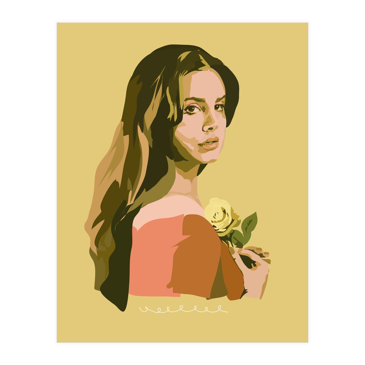 Lana Del Rey With Rose (Print Only)