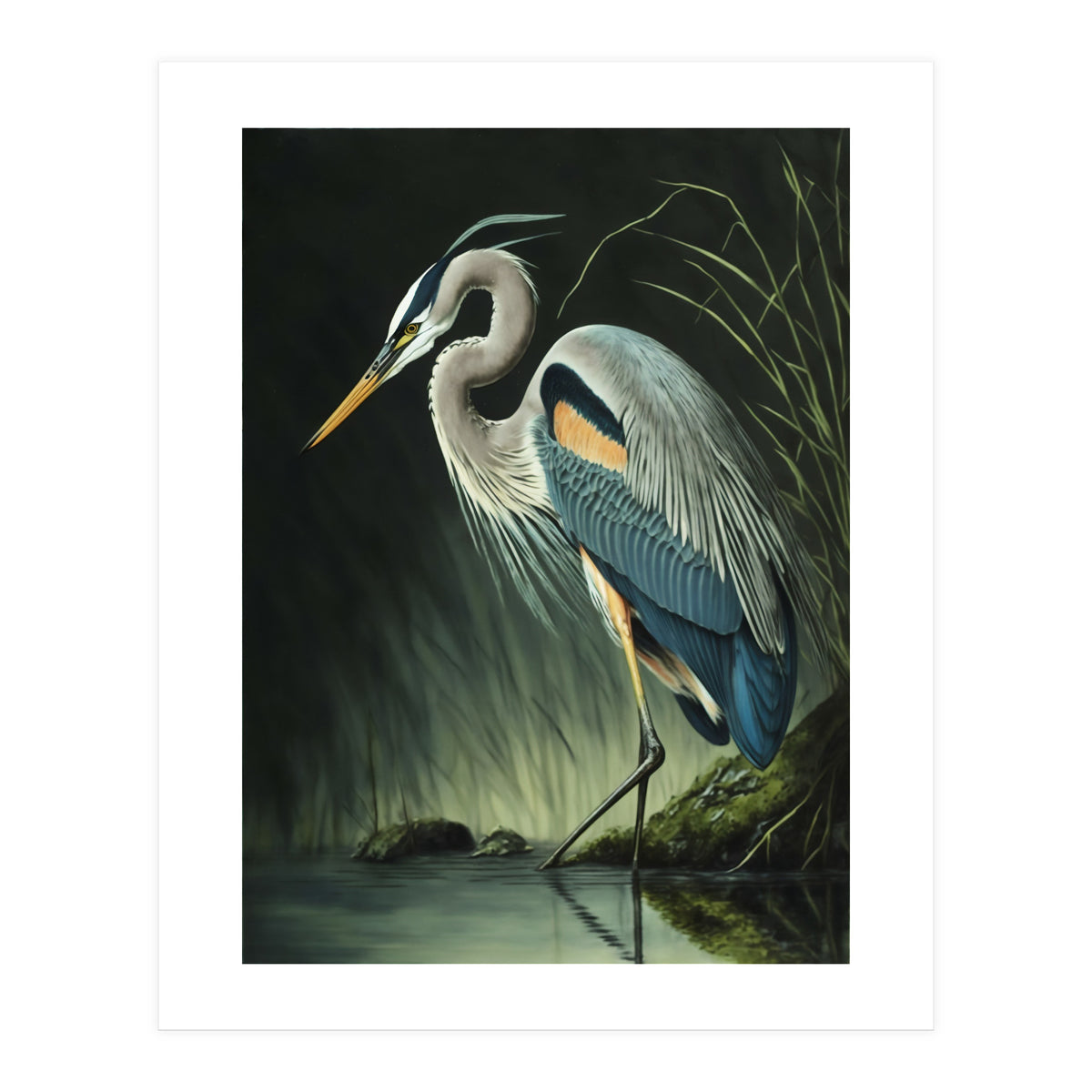 Heron Oil Painting (Print Only)