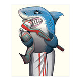 Great White Shark Brushing Teeth (Print Only) thumbnail