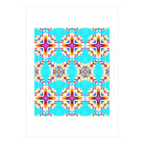 Exotic Tiles, Moroccan Teal Kaleidoscope Pattern, Turkish Bohemian Colorful Culture Eclectic Graphic (Print Only) thumbnail