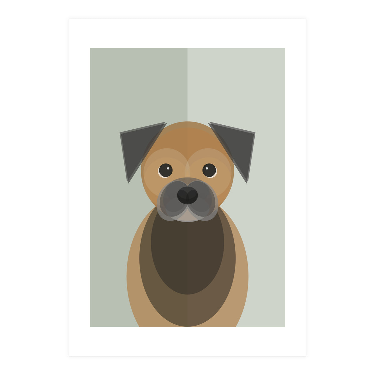 Mid Century Geometric Border Terrier Dog (Print Only)