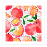 Citrus Tropical | Juicy Fruits Polka Dots | Food Orange Grapefruit Pink Watercolor Botanica (Print Only) thumbnail