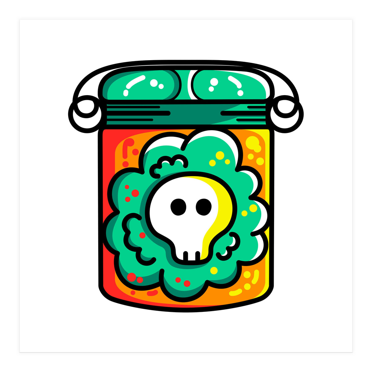 Kawaii Cute Skull In A Jar (Print Only)