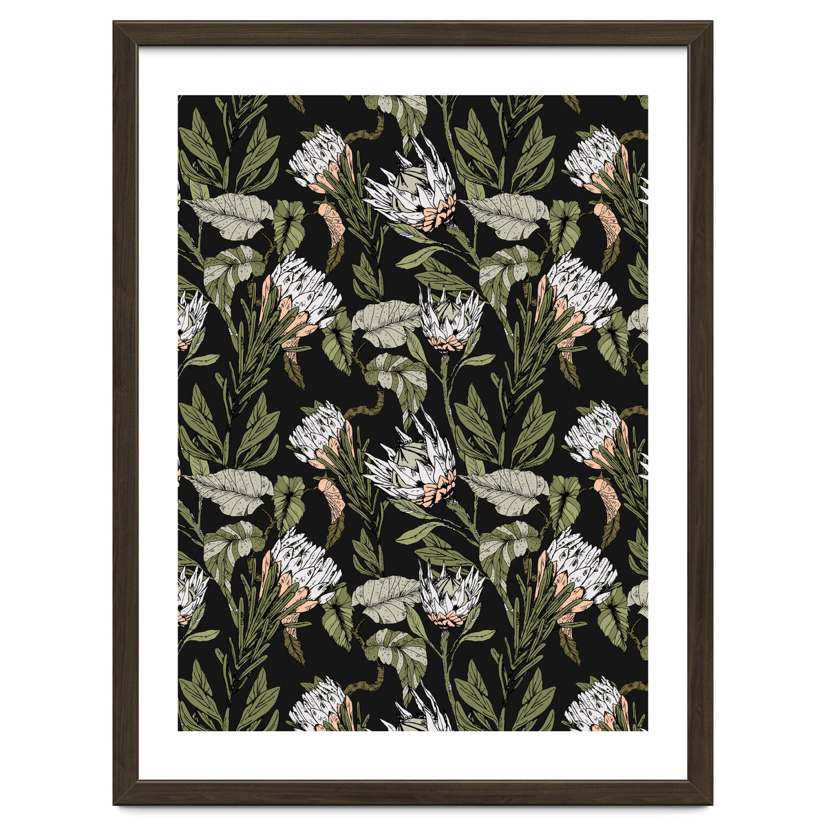 Dark pattern botanical boho
