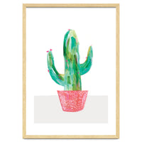 Painted Cactus In Coral Plant Pot