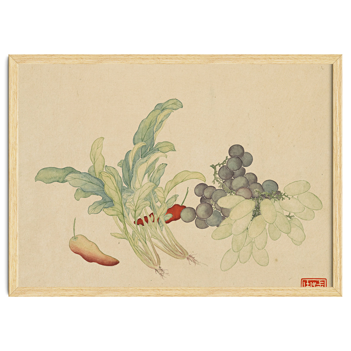 Wang Chengyu ~ Flowers And Vegetables, Vegetables, Fruits, Peppers, Millet Hot, Grapes, Spinach
