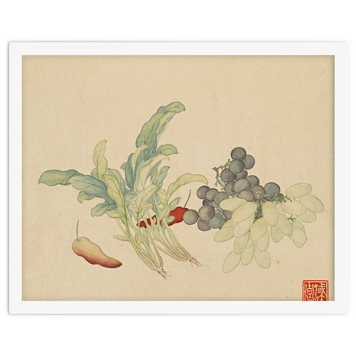 Wang Chengyu ~ Flowers And Vegetables, Vegetables, Fruits, Peppers, Millet Hot, Grapes, Spinach