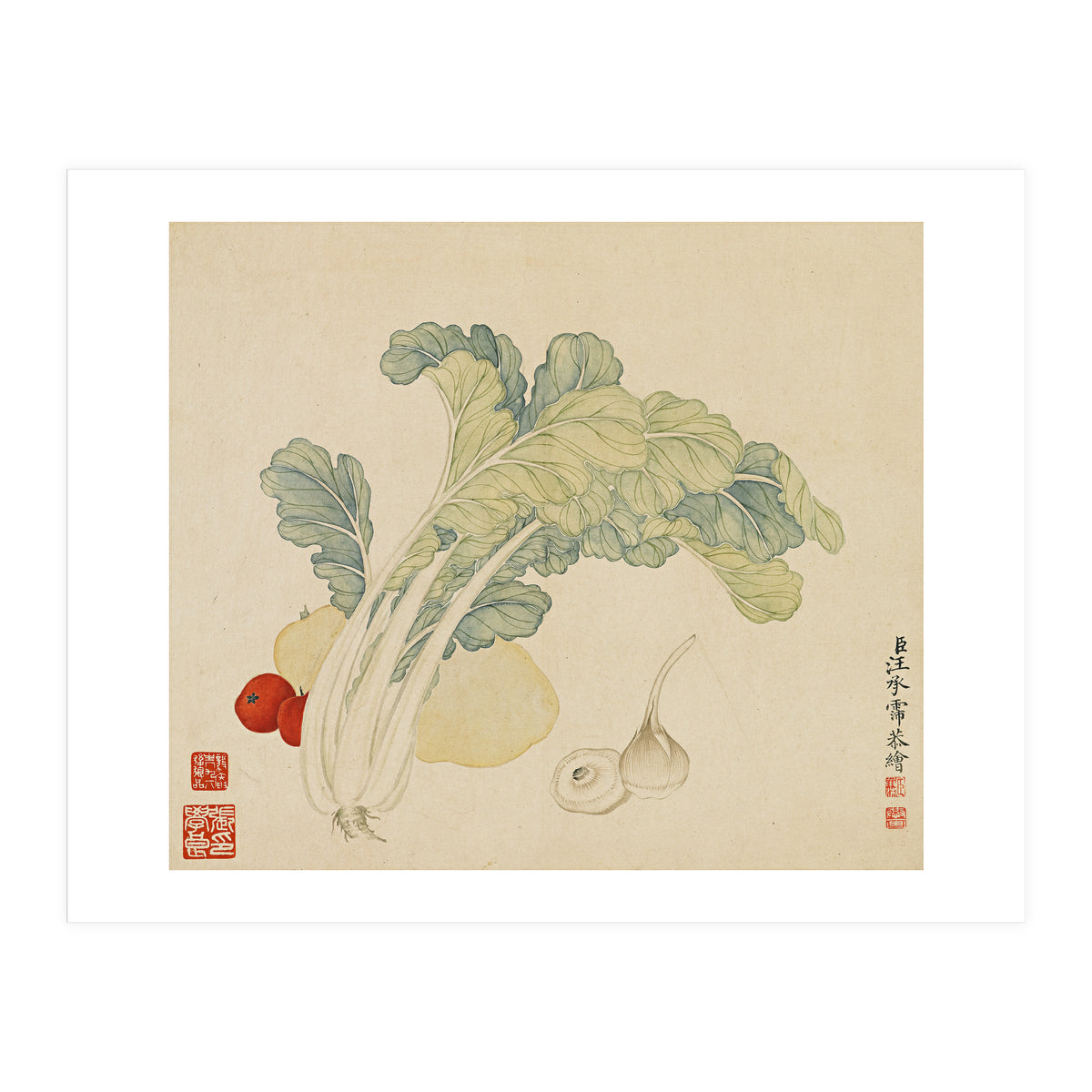 Wang Chengyu ~flowers, Vegetables, Chinese Cabbage, Potatoes, Garlic, Tomatoes, Vegetables (Print Only)