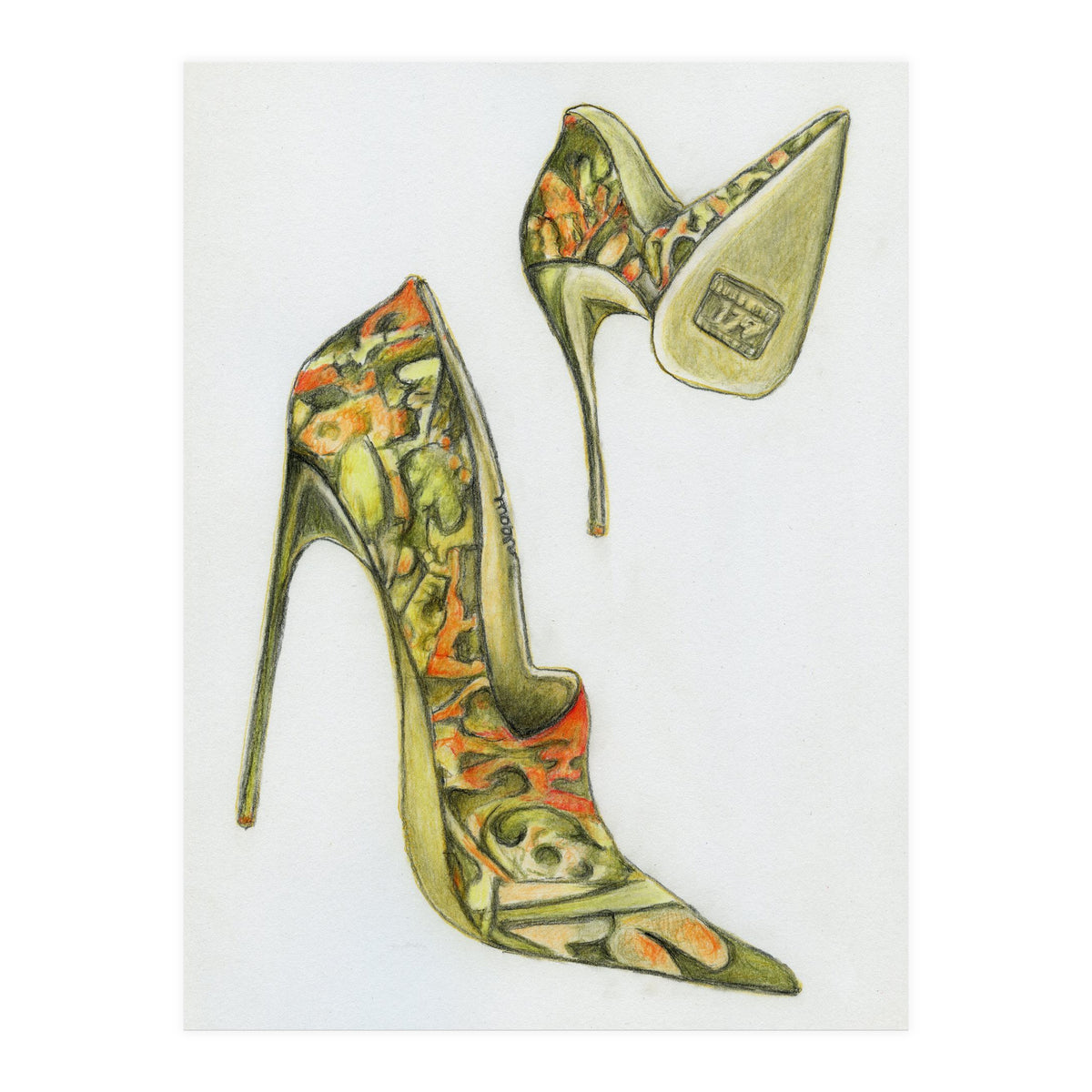 Green stiletto shoes (Print Only)