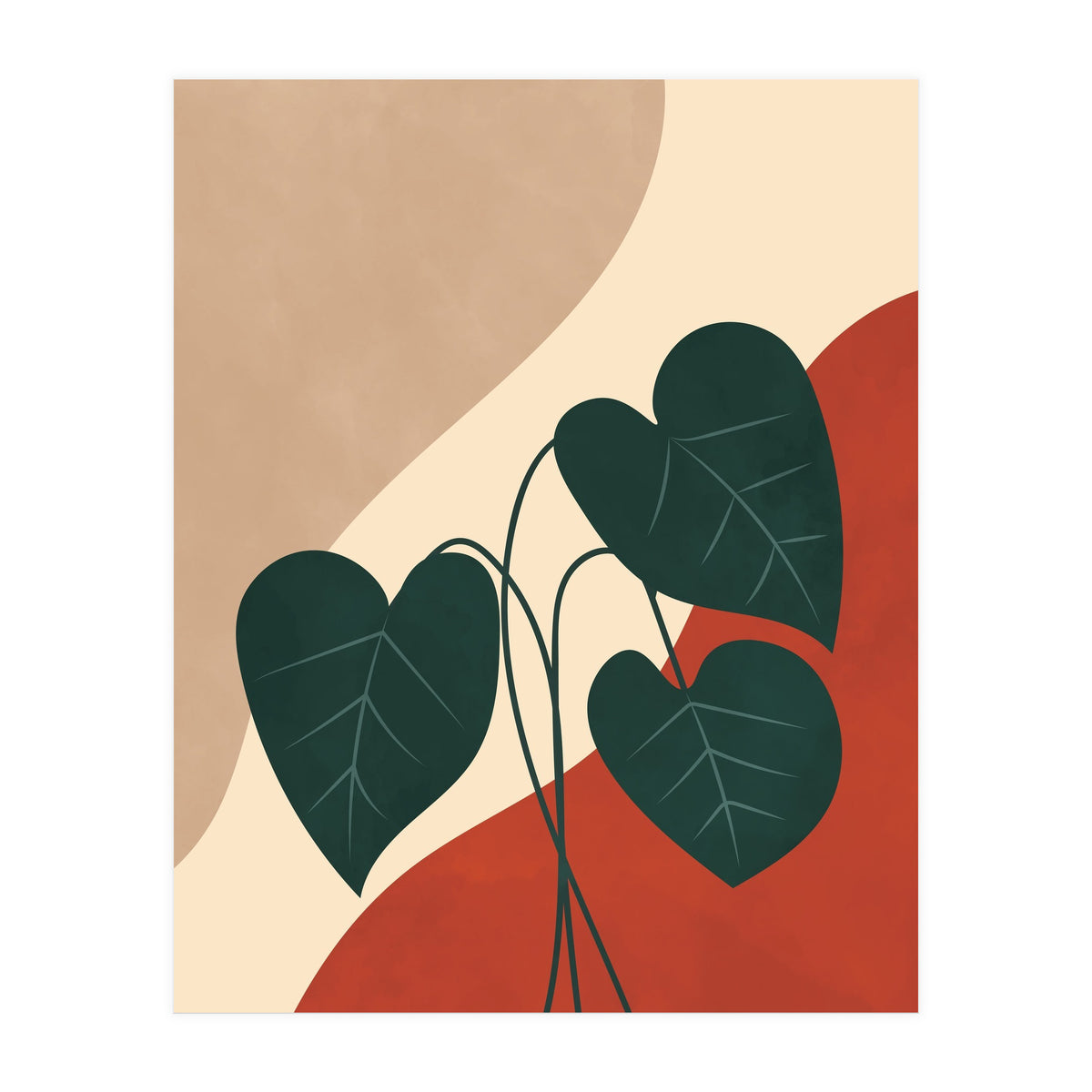 Mid century Botanical Anthurium Plant (Print Only)