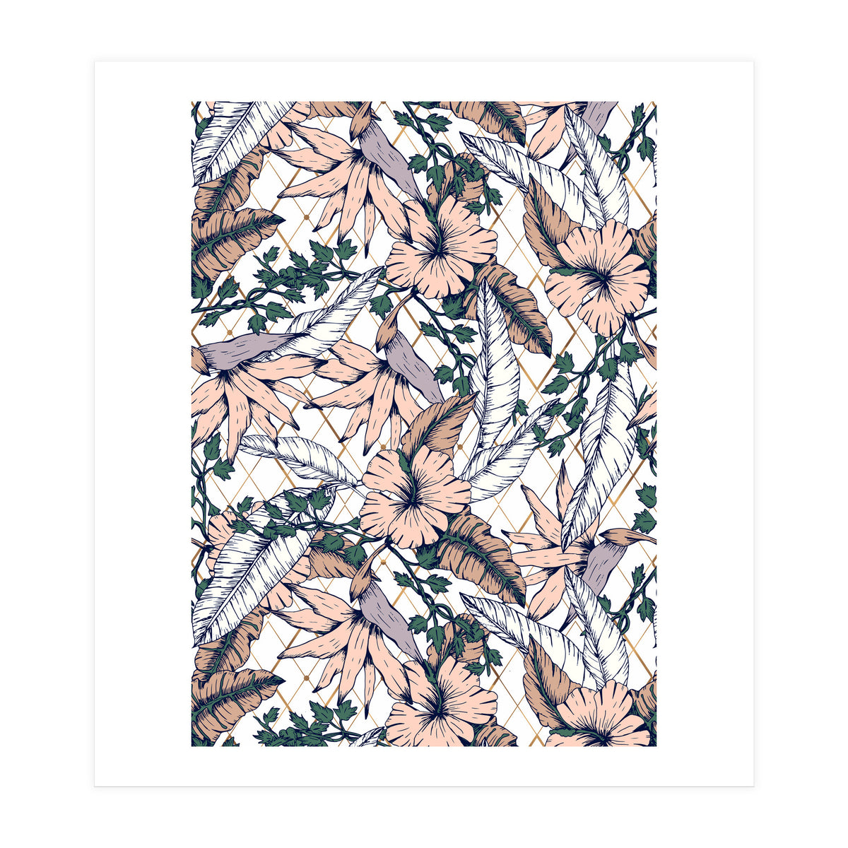 Exotic flowering and pattern geometric (Print Only)